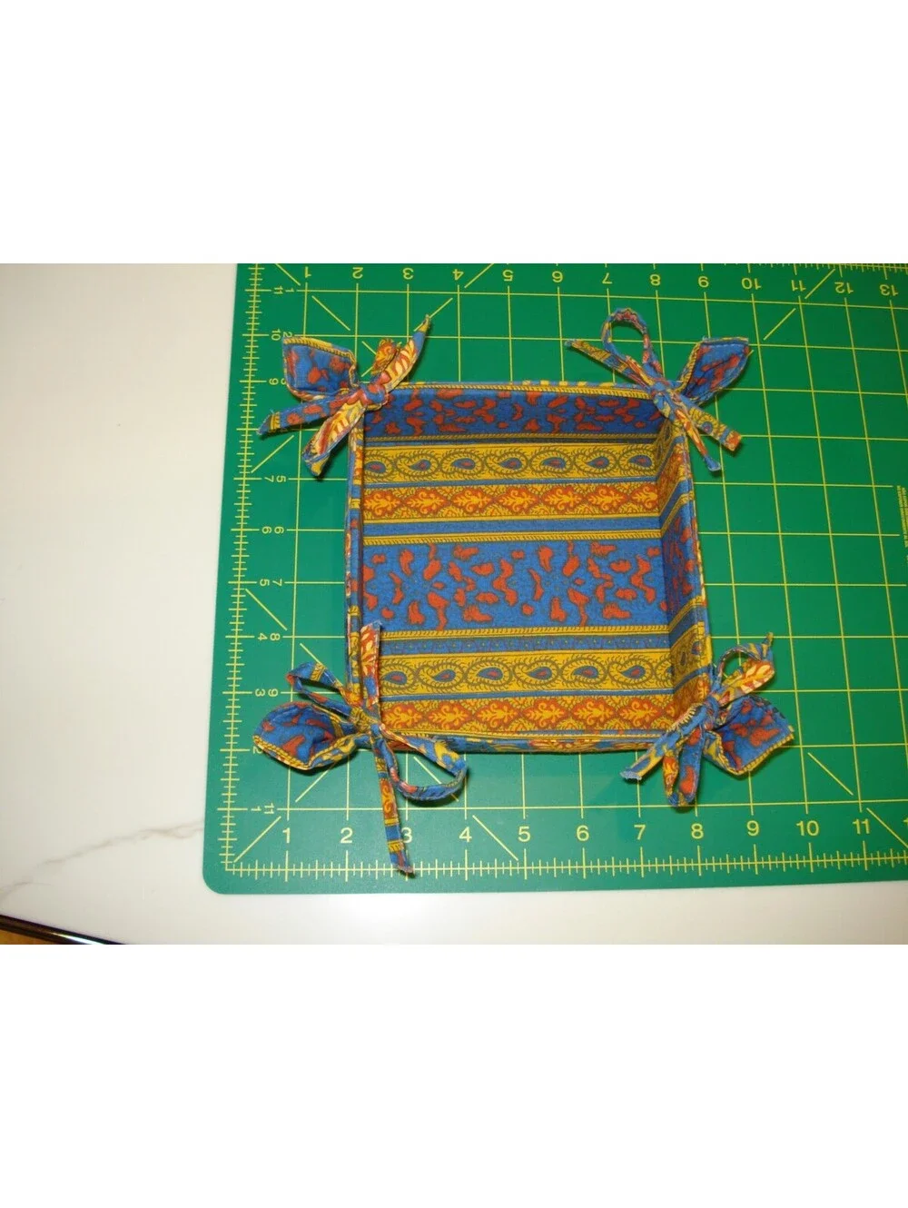 French Provencal Blue, Yellow and Orange Floral & Paisley Print Breadbasket